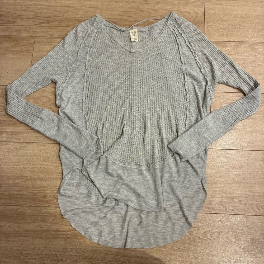 We the Free People Catalina Thermal Top Gray Oversized Size S